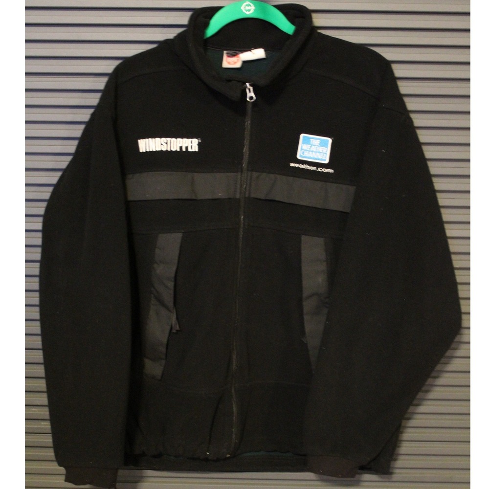 Gore Windstopper Jacket Mens M Black The Weather Channel Fleece Full Zip Outdoor